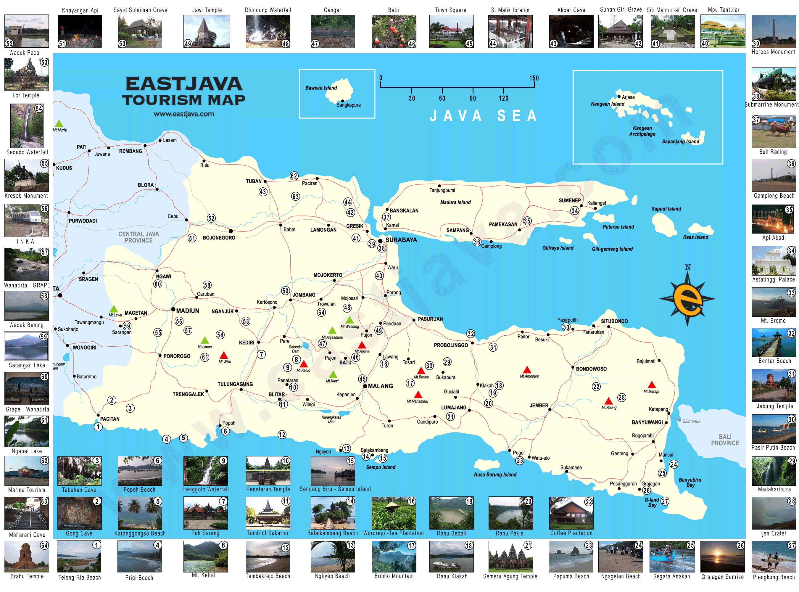 Map of East Java Peta Jawa Timur East Java Tourism Map