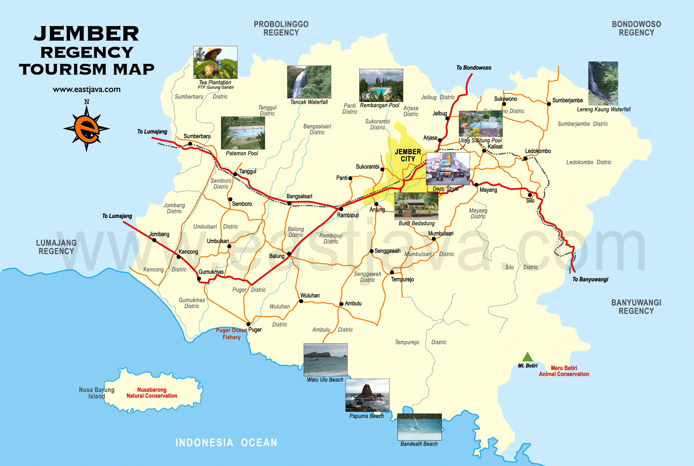 Jember Tourism Map Peta Wisata Jember