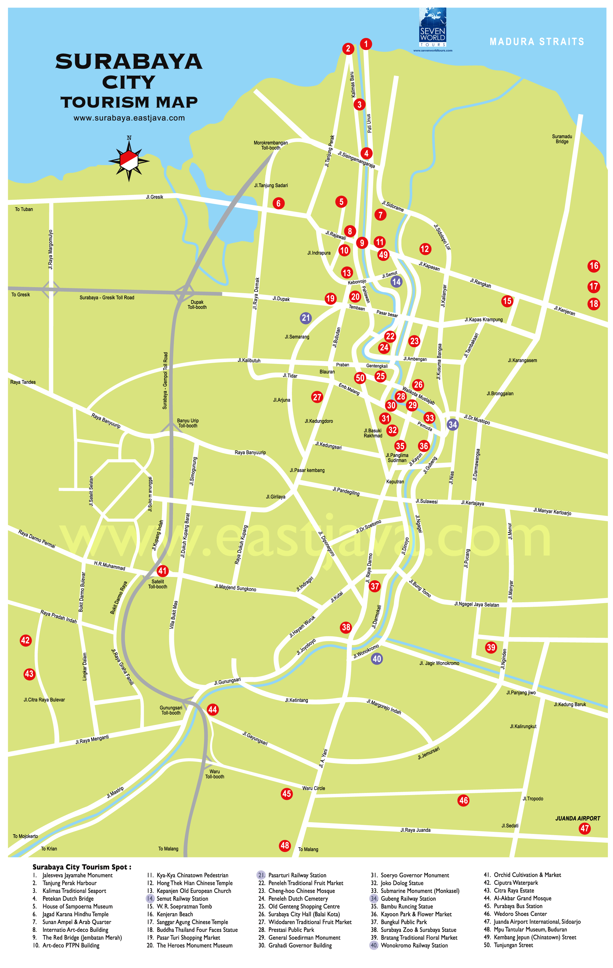 Peta Kota Surabaya Peta Surabaya Peta Wisata Kota Surabaya