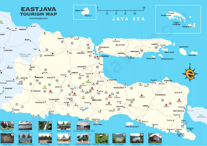  Map  of East Java  Peta Jawa Timur East Java  Tourism Map 