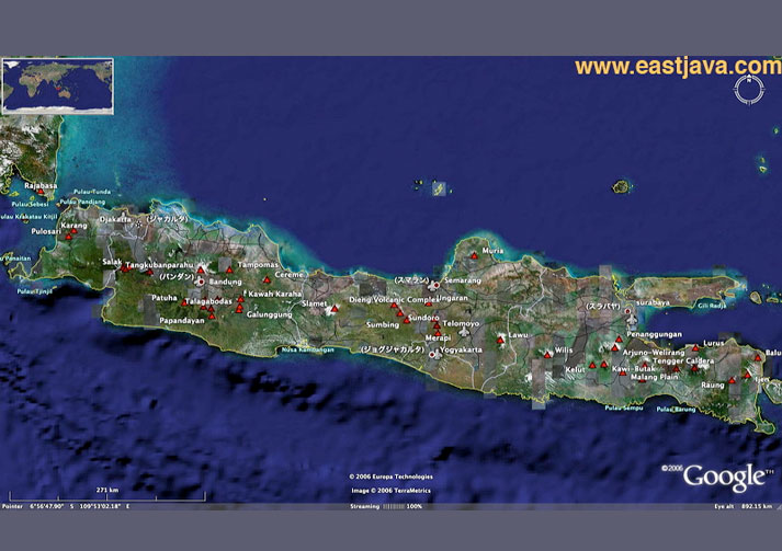 Map of East Java - Peta Jawa Timur - East Java Tourism Map