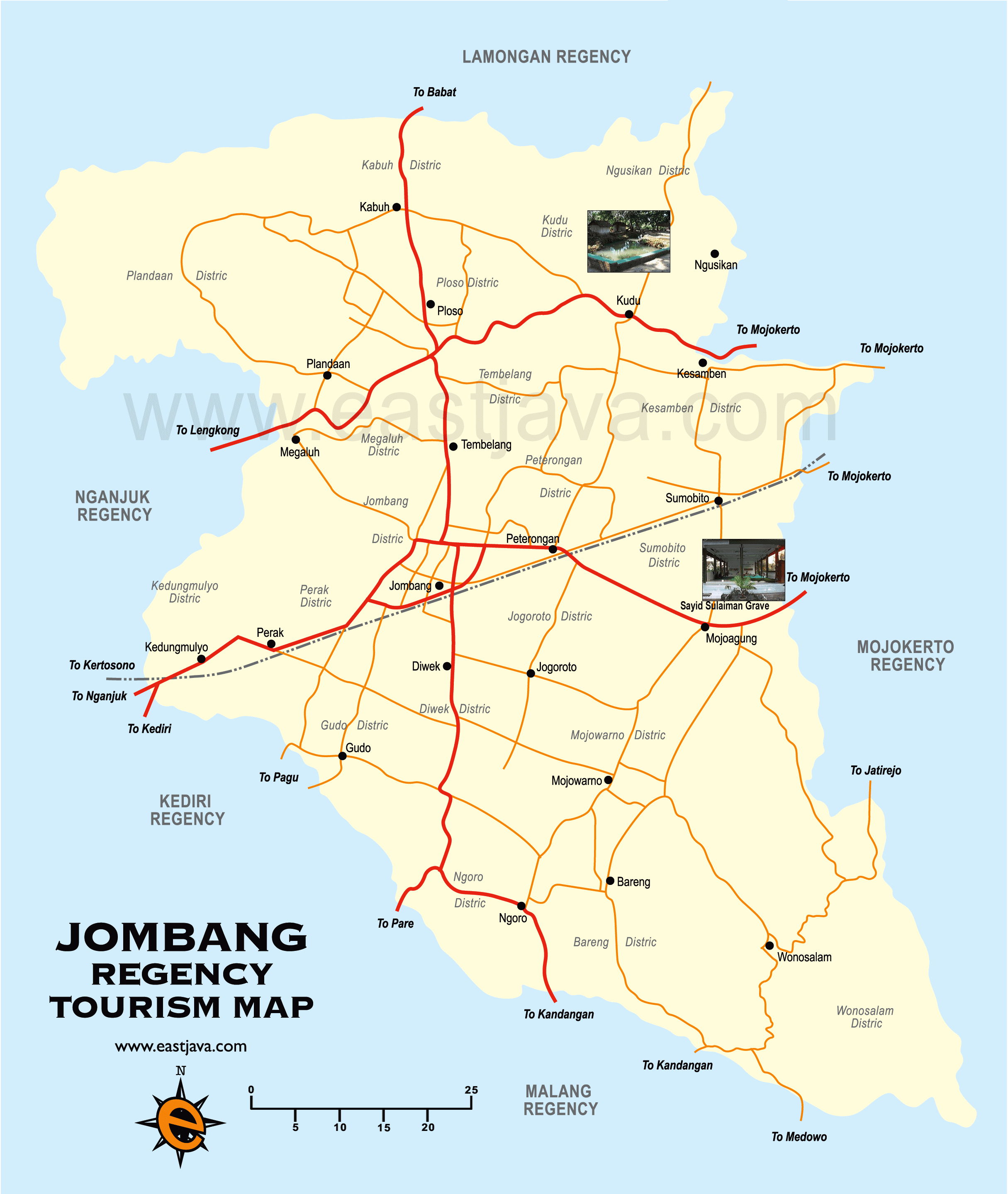 Jombang Tourism Map - Peta Kabupaten Jombang