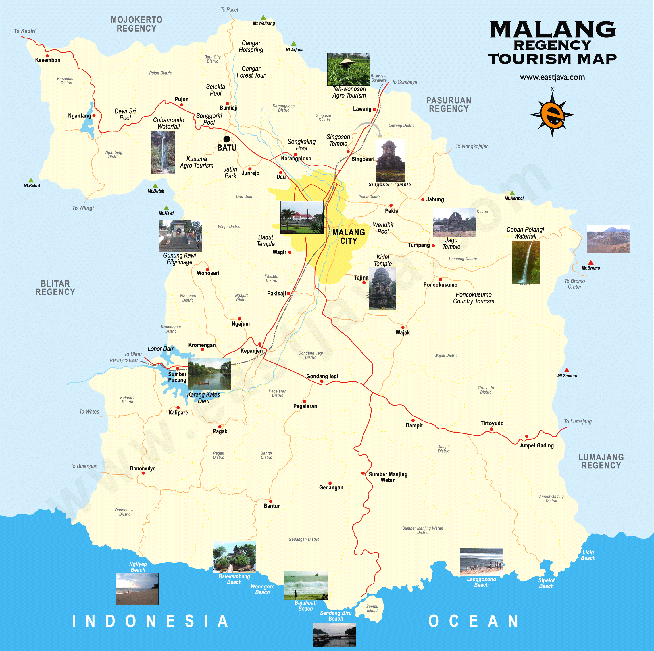 Malang Tourism Map - Peta Wisata Malang